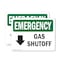 Signmission Gas Shutoff (Down Arrow) With Symbol, 18 in W x Rectangle, Plastic OS-2PACK-EM-P-1218-L-10387 - alternate 1
